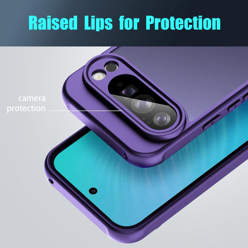 for Google Pixel 10 Pro XL Case, Thin Anti-Scratch PC Matte Translucent Back & Flexible TPU Shockproof Protection Phone Cover case for Google Pixel 10 Pro XL (Purple)