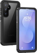 Galaxy S25 FE waterproof case IP68 with built-in screen protector front view black