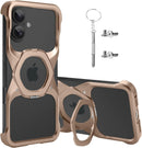 Frameless Magnetic Kickstand Metal Case for iPhone 16 Pro Max