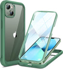 Iphone 16 Full-Body Bumper Phone Case with Built-In Full Glass Screen & Lens Protector
