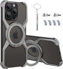 Frameless Magnetic Kickstand Metal Case for iPhone 16 Pro Max