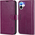 iPhone 16 Leather Magnetic Closure Protective Flip Cover Compatible Black