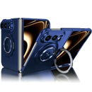 For iPhone Fold Magnetic Case Hard PC Folding Phone Cover Rotatable Ring Holder