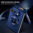 For iPhone Fold Magnetic Case Hard PC Folding Phone Cover Rotatable Ring Holder