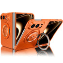 For iPhone Fold Magnetic Case Hard PC Folding Phone Cover Rotatable Ring Holder