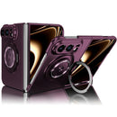 For iPhone Fold Magnetic Case Hard PC Folding Phone Cover Rotatable Ring Holder