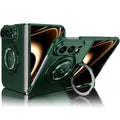 For iPhone Fold Magnetic Case Hard PC Folding Phone Cover Rotatable Ring Holder