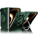 For iPhone Fold Magnetic Case Hard PC Folding Phone Cover Rotatable Ring Holder