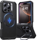 iPhone 16 Case Stand, 23FT Military Grade Drop Protection Heavy Duty Magnetic Phone Case Black