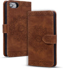 Google Pixel 9 Pro Durable PU Leather Wallet Case Protective Cover - Mandala Brown