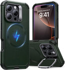 iPhone 16 Case Stand, 23FT Military Grade Drop Protection Heavy Duty Magnetic Phone Case Black