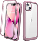 iPhone 16 Case, Full Body Rugged Case Touch Sensitive Anti - Scratch Screen Protector Pink