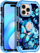 iPhone 16 Pro Case Glow Dark Three Layer Heavy Duty Shockproof Protection Hard Plastic Bumper+Soft Silicone Case