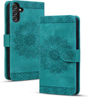 Google Pixel 9 Pro Durable PU Leather Wallet Case Protective Cover - Mandala Brown