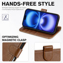 iPhone 16 Leather Magnetic Closure Protective Flip Cover Compatible Black