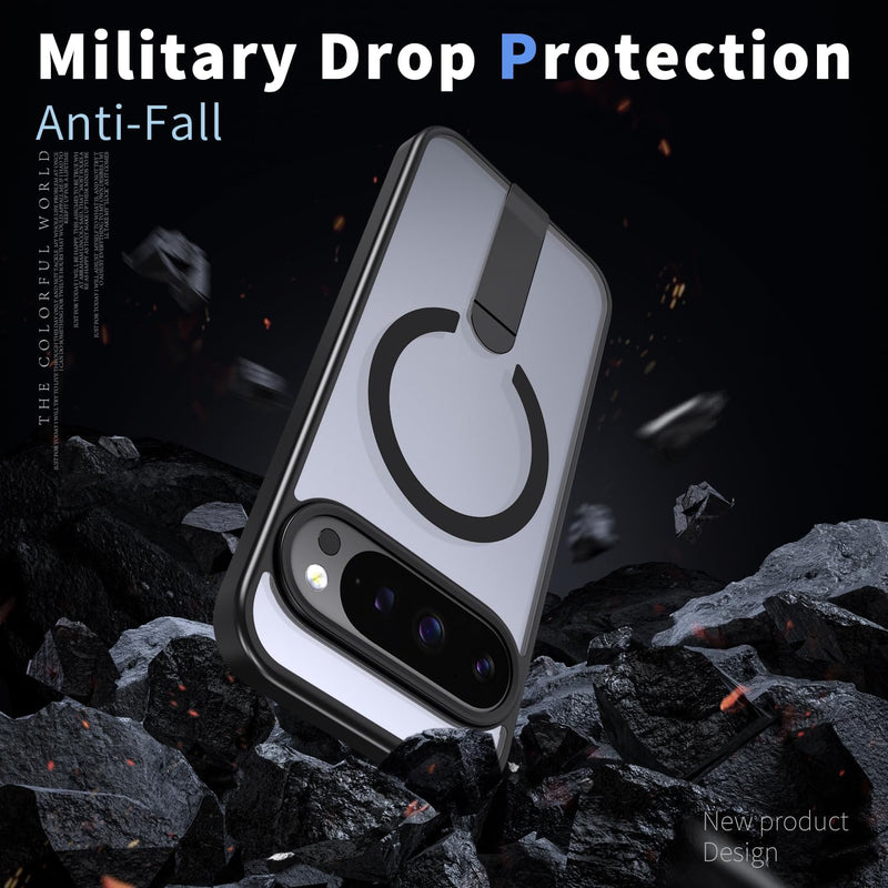 for Google Pixel 10 Pro XL Case [Compatible with MagSafe][Built-in Invisible Kickstand][Military Grade Shockproof] Slim Shockproof Magnetic Phone Case-Black