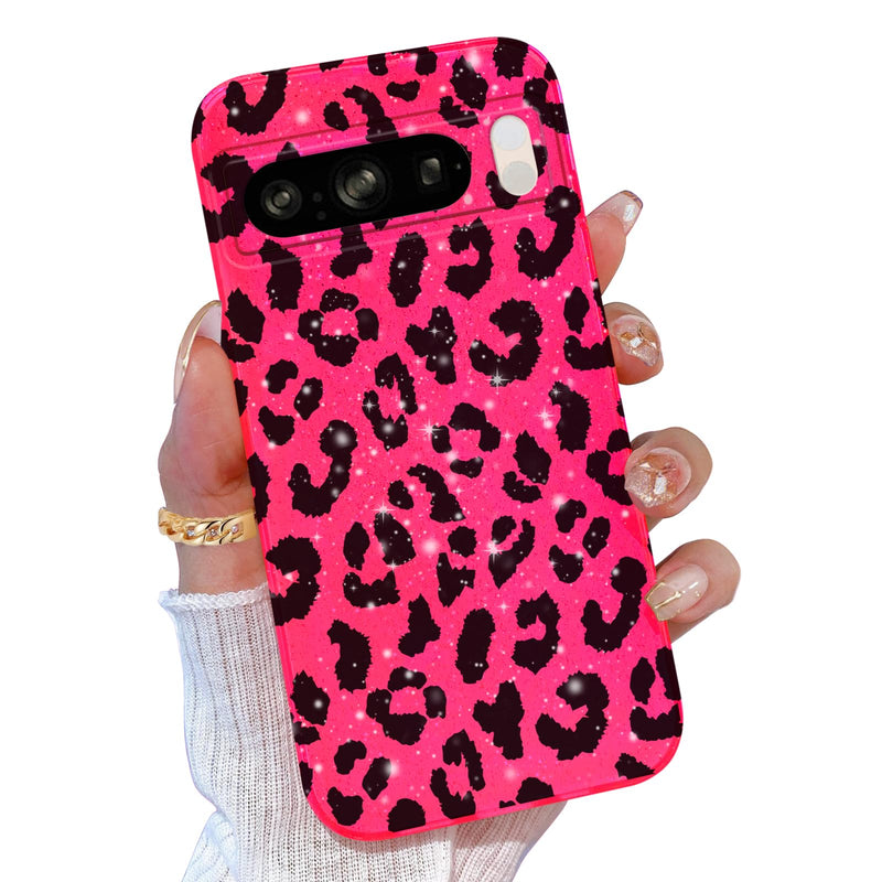 for Google Pixel 10 Pro XL Case Pink, Glitter Bling Phone Case for Women Girls Girly, Cute Sparkly Neon Bright Color, Soft TPU Phone Case for Google Pixel 10 Pro XL 6.8 inch, Hot Pink