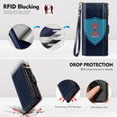 iPhone 16 Wallet Case RFID Blocking Zipper Credit Card Holder Slots Red