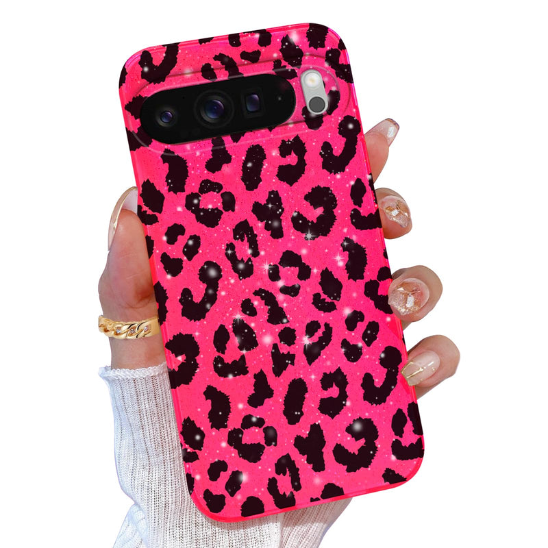 for Google Pixel 10 Pro XL Case Pink, Glitter Bling Phone Case for Women Girls Girly, Cute Sparkly Neon Bright Color, Soft TPU Phone Case for Google Pixel 10 Pro XL 6.8 inch, Hot Pink
