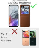 Moto Razr 2026 Vegan Leather Case – Slim Brown – back view on phone