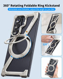 Z Shape for Samsung Galaxy Z Fold 8 Ultra Bumper Case with Stand,360°Rotatable Magnetic Ring Kickstand,Slim Frameless Minimalist Military Grade Protector Phone Cases for Z Fold8 Ultra(Silver)