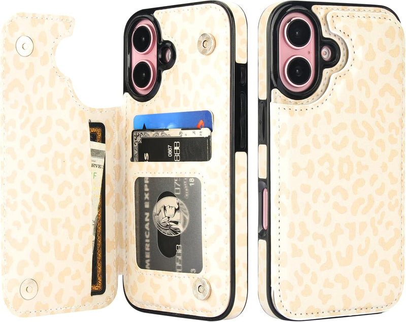 iPhone 16 Case Marble Pattern Double Magnetic Clasp Shockproof Cover 6.1" - Gorilla Cases