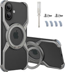 Frameless Magnetic Kickstand Metal Case for iPhone 16 Pro Max