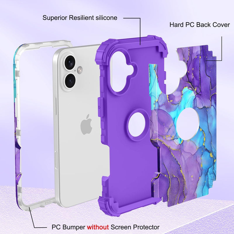 iPhone 16 Case 6.1", Heavy Duty Shockproof Protection Soft Silicone Bumpers Hybrid Protective Case - Gorilla Cases