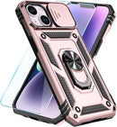 iPhone 14 Plus 6.7", Heavy Duty Military Grade Drop Protective Cover Kickstand Plum