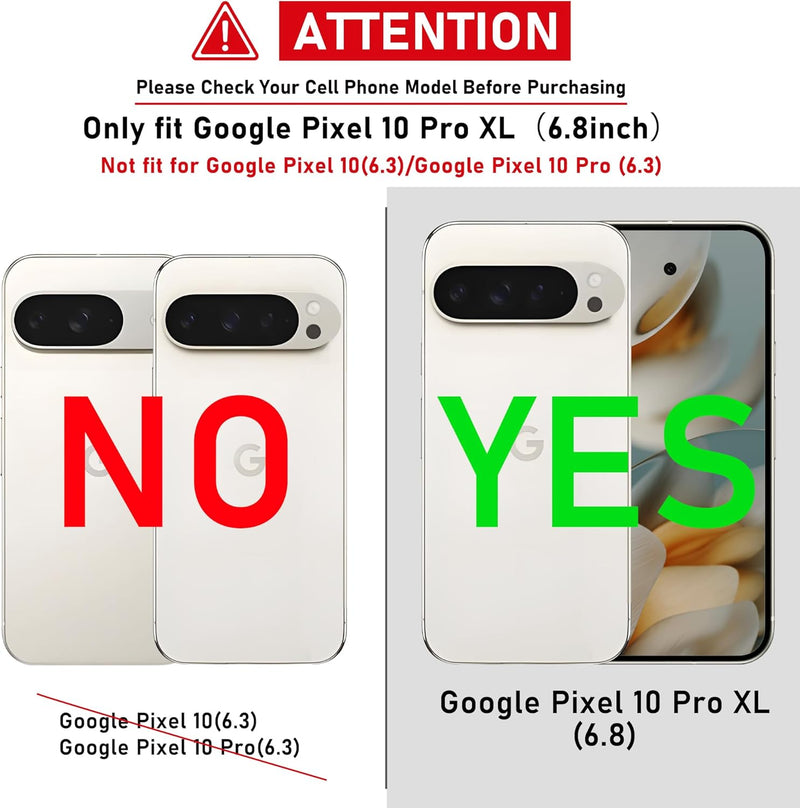 Gritup for Google Pixel 10 Pro XL Case：Compatible with MagSafe | with HD Screen Protector×2 | Metal Rotated Kickstand | Military Grade Drop Proof Protective | Anti-Fingerprint,Black