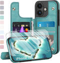iPhone 16 Case Wallet Card Holder Case 2 Screen Protectors Folio Cove Cases 6.1" for Apple 16 Light Brown