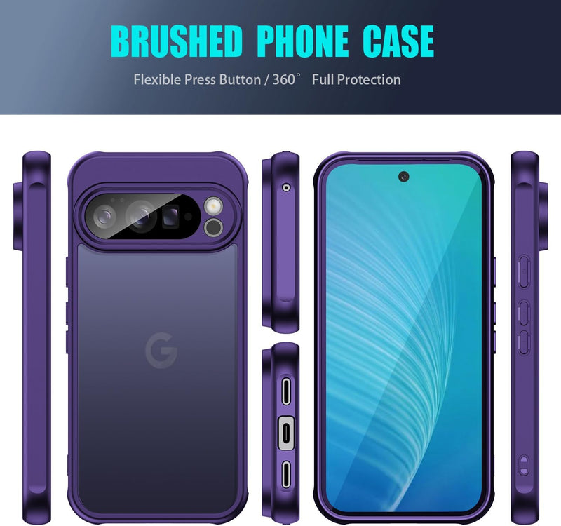 for Google Pixel 10 Pro XL Case, Thin Anti-Scratch PC Matte Translucent Back & Flexible TPU Shockproof Protection Phone Cover case for Google Pixel 10 Pro XL (Purple)