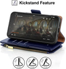 iPhone 16 Wallet Case RFID Blocking Zipper Credit Card Holder Slots Red