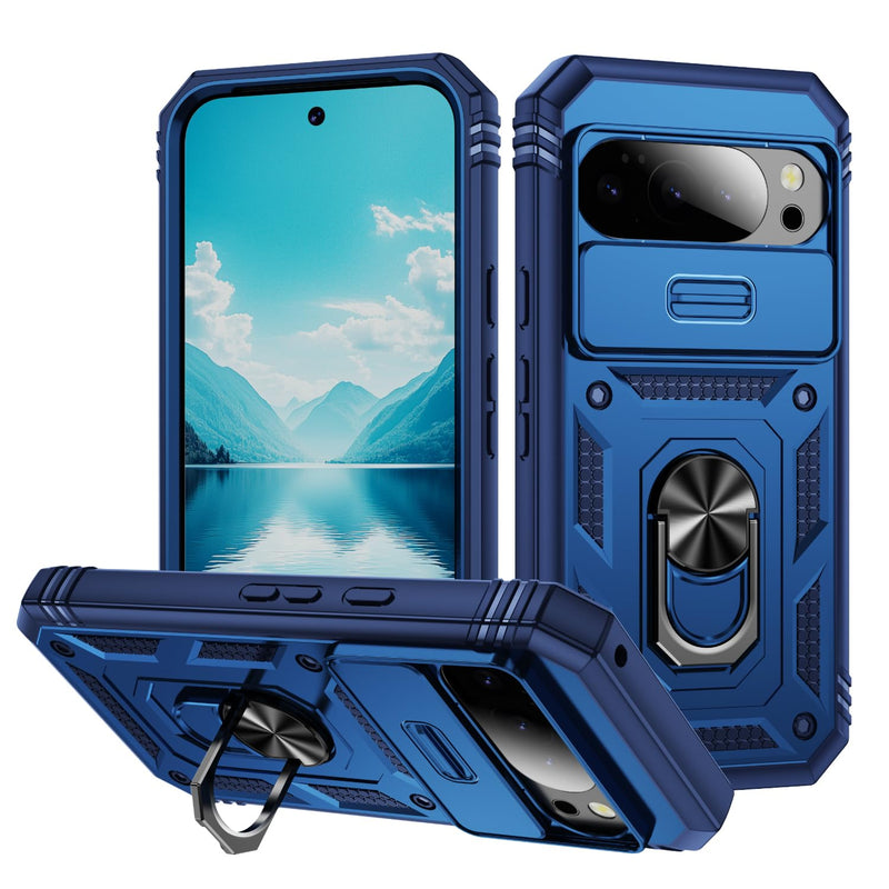Lunivop Compatible with Google Pixel 10 Pro XL Case 360° Metal Rotated Ring Holder Magnetic Kickstand【Camera Protection】 Military - Grade Heavy Duty for Pixel 10 Pro XL Phone Case 2025 Pink Green