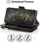 iPhone 16 Wallet Case RFID Blocking Zipper Credit Card Holder Slots Red