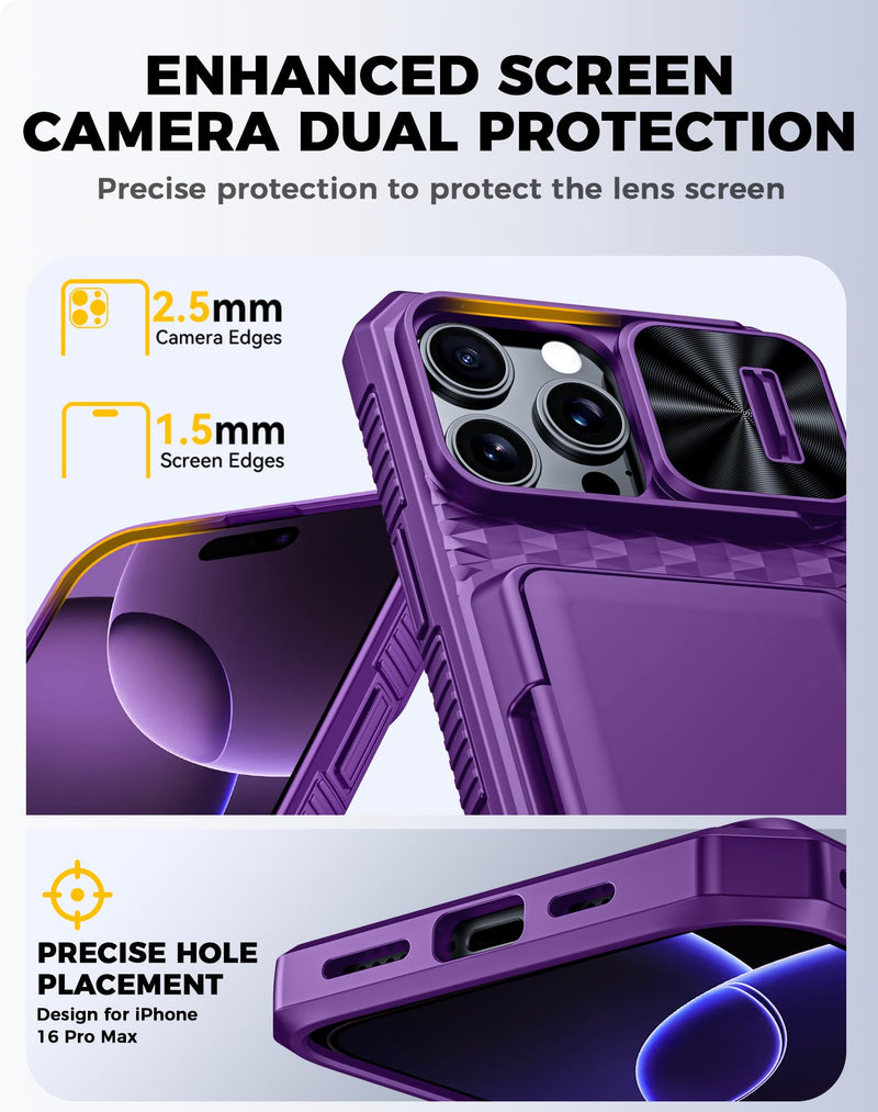 for iPhone 17 Pro Max Case Wallet, Built-in RFID Blocking Card Holder (4-5 Cards), Camera Control Button, Slide Camera Cover, Shockproof Rugged Silicone Phone Case for iPhone 17 Pro Max, Orange