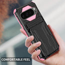 for Google Pixel 9 Pro XL & Pixel 10 Pro XL Wallet Case with Credit Card Holder Stand Kickstand Slim Rugged Shockproof Heavy Duty Defender Armor 【Military Grade】 Protective Phone Case - Pink