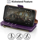 iPhone 16 Wallet Case RFID Blocking Zipper Credit Card Holder Slots Red