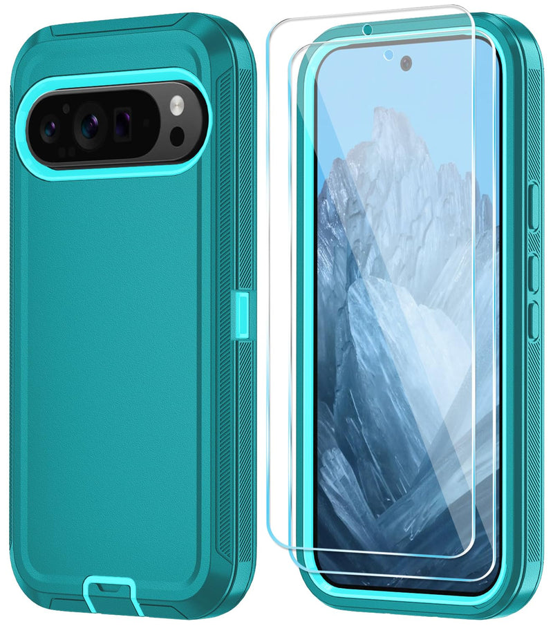 Qinmay Phone Case for Google Pixel 10 Pro XL Case with HD Screen Protector, Heavy Duty Shockproof & Dropproof 3-Layer Cover Phone Case (WineRedPink, for Pixel 10 Pro XL)