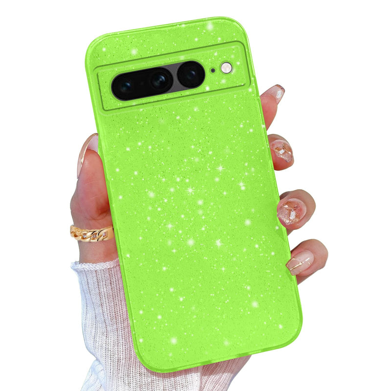 for Google Pixel 10 Pro XL Case Pink, Glitter Bling Phone Case for Women Girls Girly, Cute Sparkly Neon Bright Color, Soft TPU Phone Case for Google Pixel 10 Pro XL 6.8 inch, Hot Pink