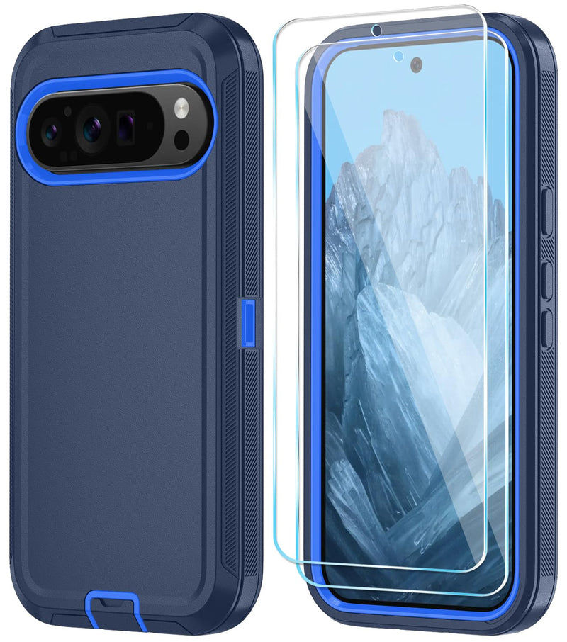 Qinmay Phone Case for Google Pixel 10 Pro XL Case with HD Screen Protector, Heavy Duty Shockproof & Dropproof 3-Layer Cover Phone Case (WineRedPink, for Pixel 10 Pro XL)