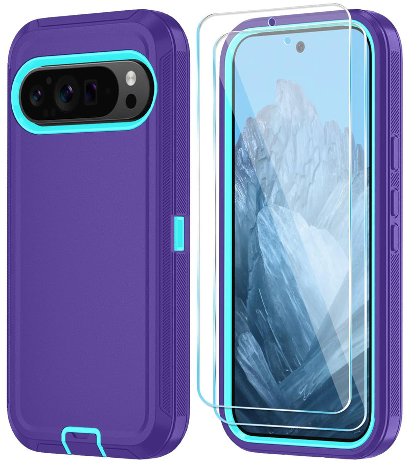 Qinmay Phone Case for Google Pixel 10 Pro XL Case with HD Screen Protector, Heavy Duty Shockproof & Dropproof 3-Layer Cover Phone Case (WineRedPink, for Pixel 10 Pro XL)