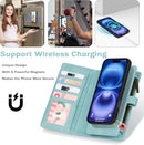 iPhone 16,Detachable Magnetic Phone Case, PU Leather All - Round Protective Case Blue