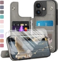 iPhone 16 Case Wallet Card Holder Case 2 Screen Protectors Folio Cove Cases 6.1" for Apple 16 Light Brown