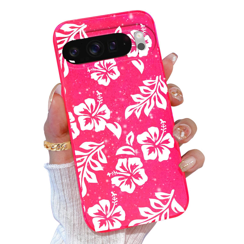 for Google Pixel 10 Pro XL Case Pink, Glitter Bling Phone Case for Women Girls Girly, Cute Sparkly Neon Bright Color, Soft TPU Phone Case for Google Pixel 10 Pro XL 6.8 inch, Hot Pink