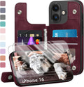 iPhone 16 Case Wallet Card Holder Case 2 Screen Protectors Folio Cove Cases 6.1" for Apple 16 Light Brown