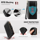 iPhone 16 Wallet Case RFID Blocking Zipper Credit Card Holder Slots Red