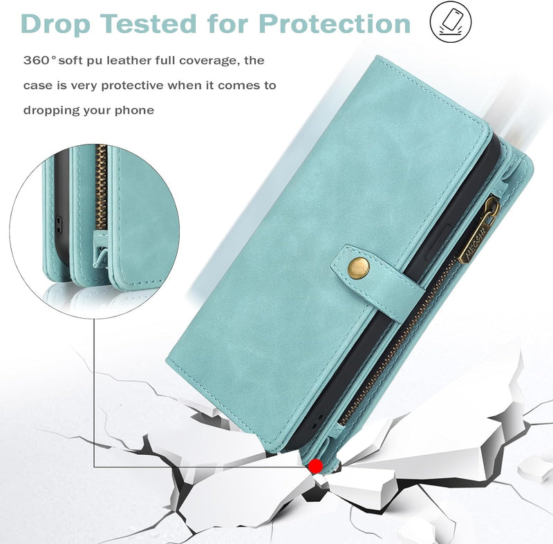 iPhone 16,Detachable Magnetic Phone Case, PU Leather All - Round Protective Case Blue - Gorilla Cases