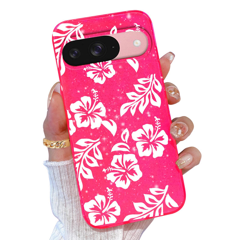 for Google Pixel 10 Pro XL Case Pink, Glitter Bling Phone Case for Women Girls Girly, Cute Sparkly Neon Bright Color, Soft TPU Phone Case for Google Pixel 10 Pro XL 6.8 inch, Hot Pink