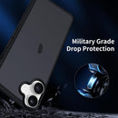 iPhone 16 Pro Case Matte Military Grade Drop Protection Frosted Translucent Black